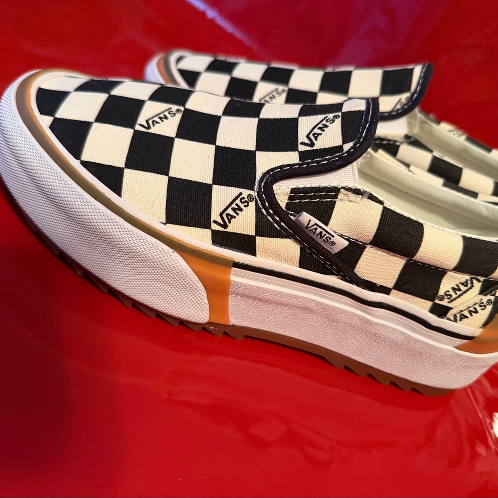 Vans Platform Black and White Checkered Slip-On sneaker